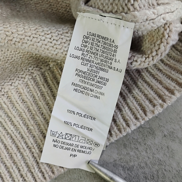 Marfinno Beige Cable Knit Ruffle Lace Sweater Shabby Chic Coquette Size Small - Picture 8 of 11